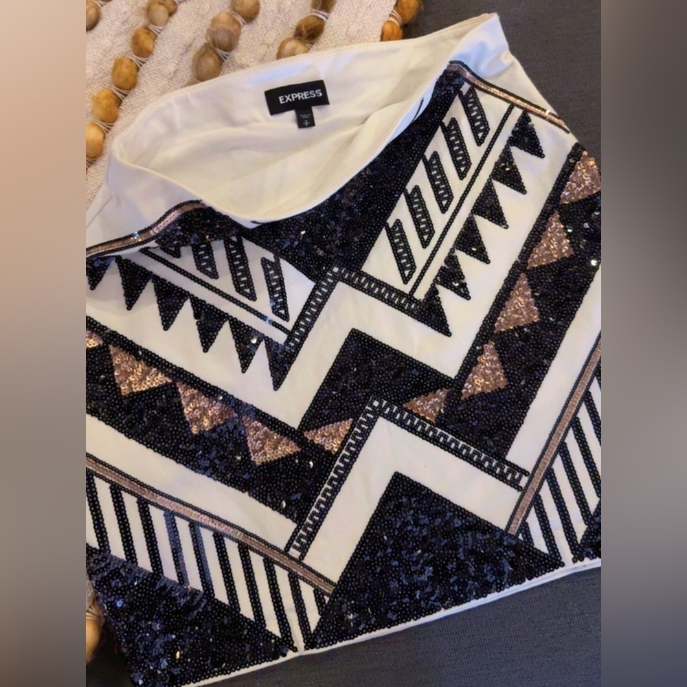 Express Black and Gold Sequin Skirt